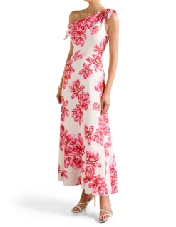 VINETTA ASYMMETRIC BOW MIDI DRESS