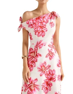 VINETTA ASYMMETRIC BOW MIDI DRESS