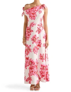 VINETTA ASYMMETRIC BOW MIDI DRESS