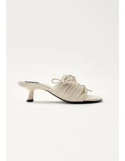 Viva White Leather Kitten Heel Sandal