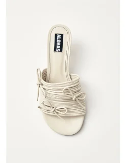 Viva White Leather Kitten Heel Sandal