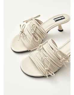 Viva White Leather Kitten Heel Sandal