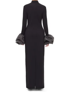 VIVIANA LS RUFFLED CUFF MOCK NECK MAXI DRESS