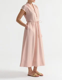 V NECK BELTED DRESS