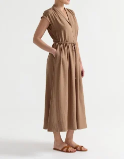 V NECK BELTED DRESS