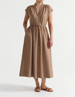 V NECK BELTED DRESS