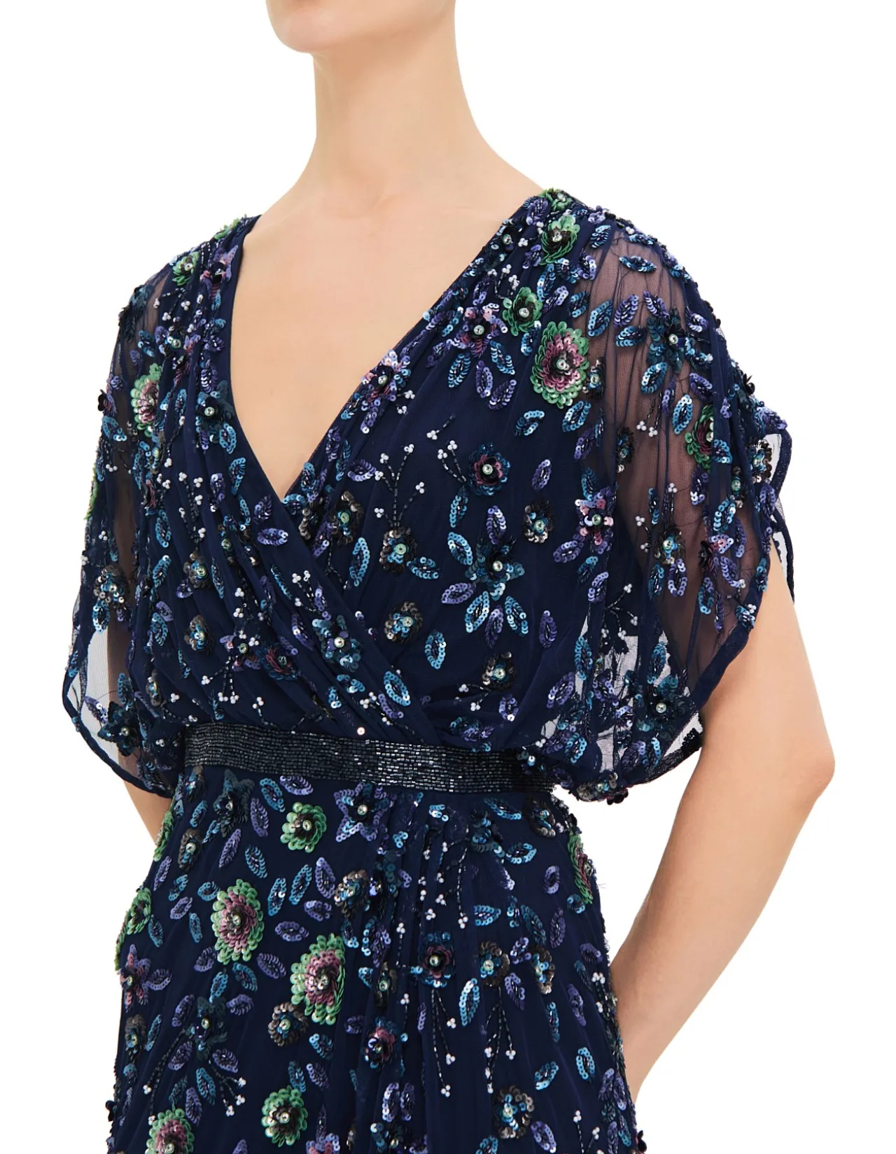 V NECK BLOUSON GOWN