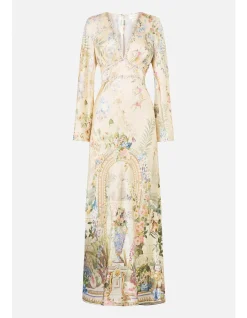 V NECK DRESS WITH FLARED SLEEVE