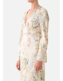 V NECK DRESS WITH FLARED SLEEVE