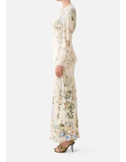V NECK DRESS WITH FLARED SLEEVE
