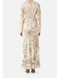V NECK DRESS WITH FLARED SLEEVE