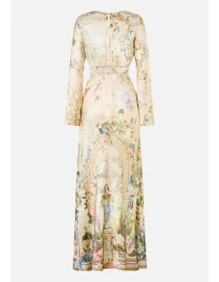 V NECK DRESS WITH FLARED SLEEVE