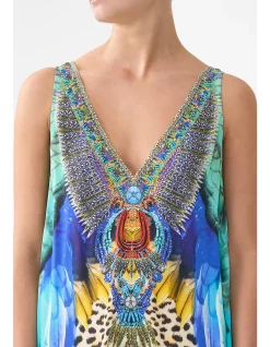 V NECK FLARED JUMPSUIT