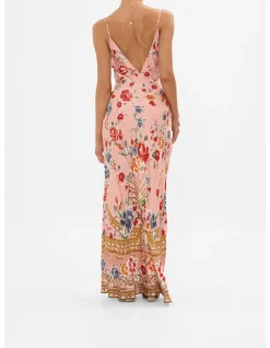 V NECK FULL LENGTH BIAS SLIP DRESS