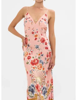 V NECK FULL LENGTH BIAS SLIP DRESS