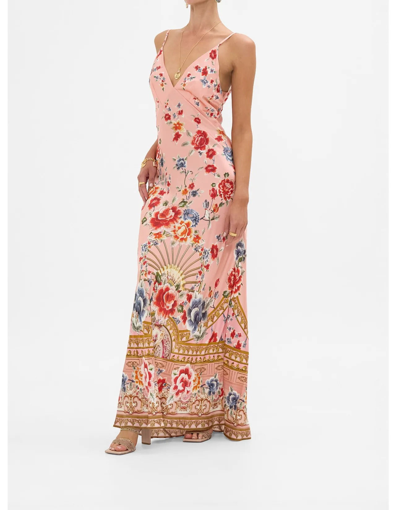 V NECK FULL LENGTH BIAS SLIP DRESS