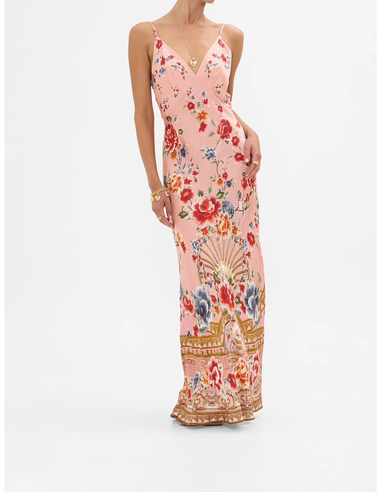 V NECK FULL LENGTH BIAS SLIP DRESS