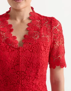 V NECK LACE DRESS