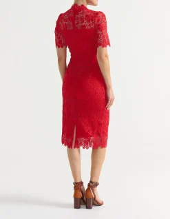 V NECK LACE DRESS