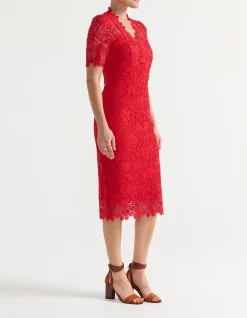 V NECK LACE DRESS