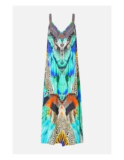 V NECK MIDI SLIP DRESS