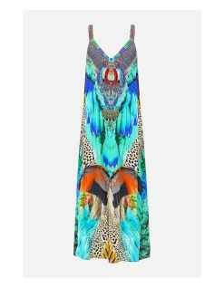 V NECK MIDI SLIP DRESS