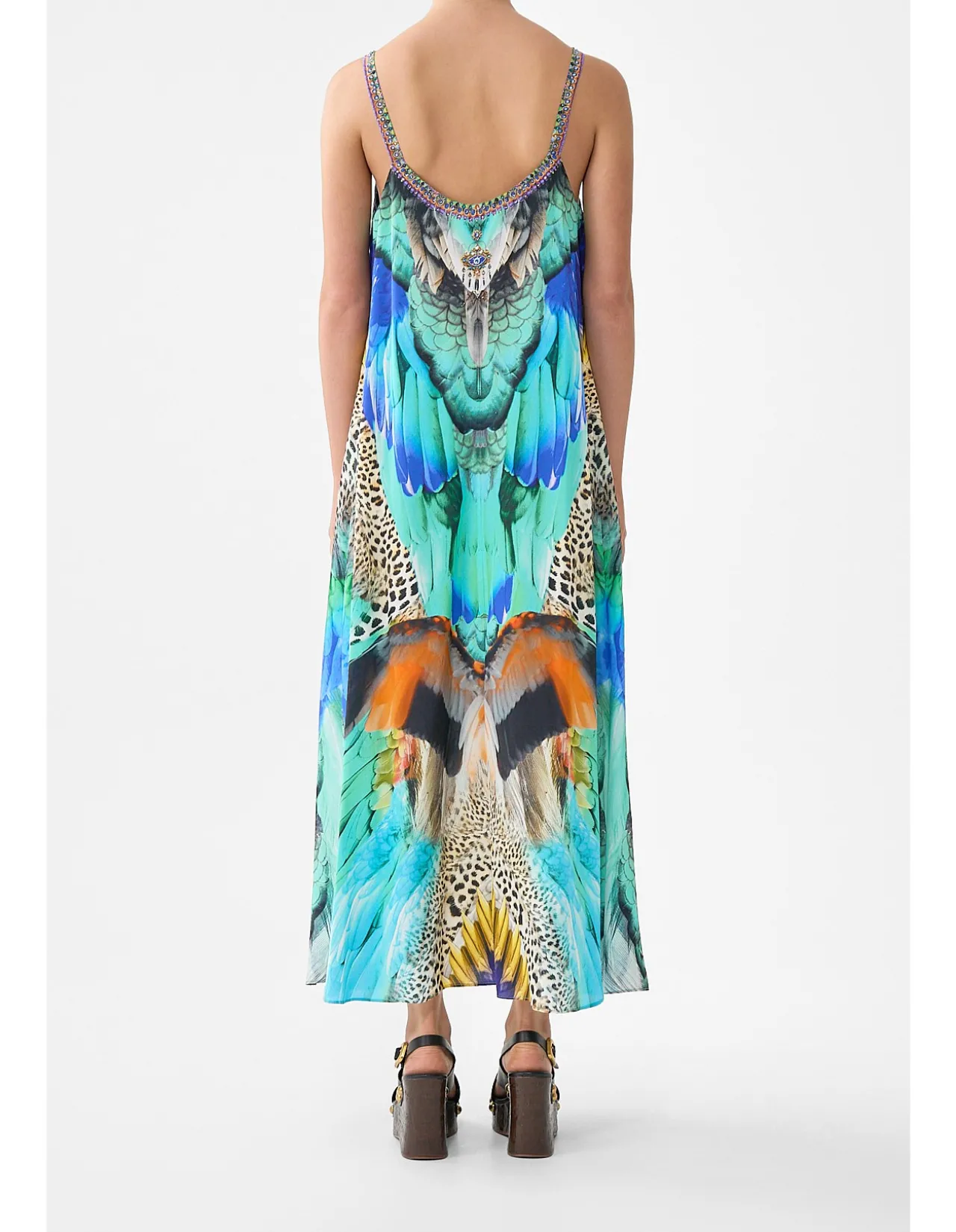 V NECK MIDI SLIP DRESS