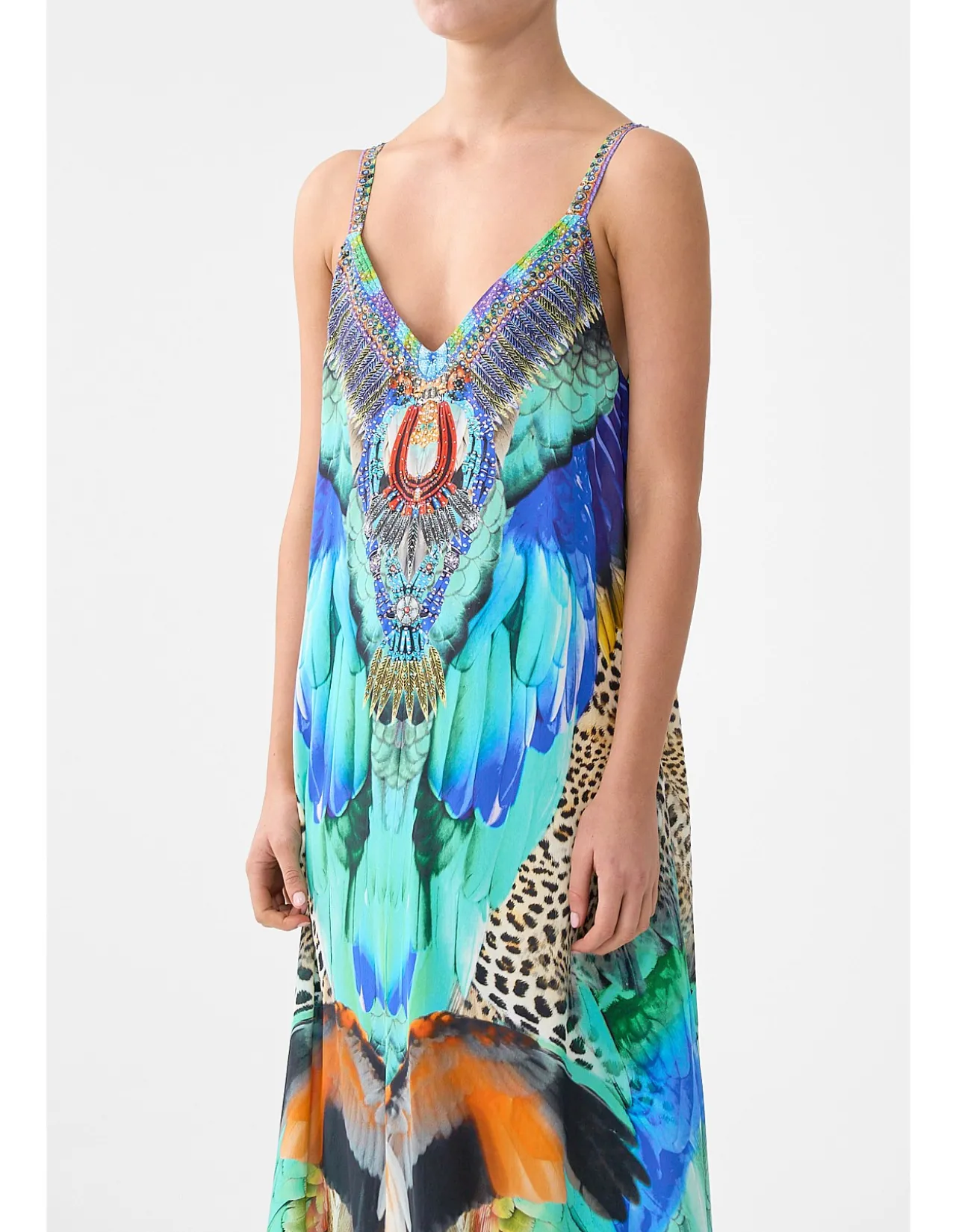 V NECK MIDI SLIP DRESS
