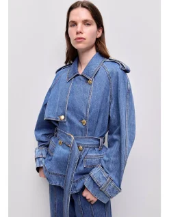 Voyage Cropped Denim Trench