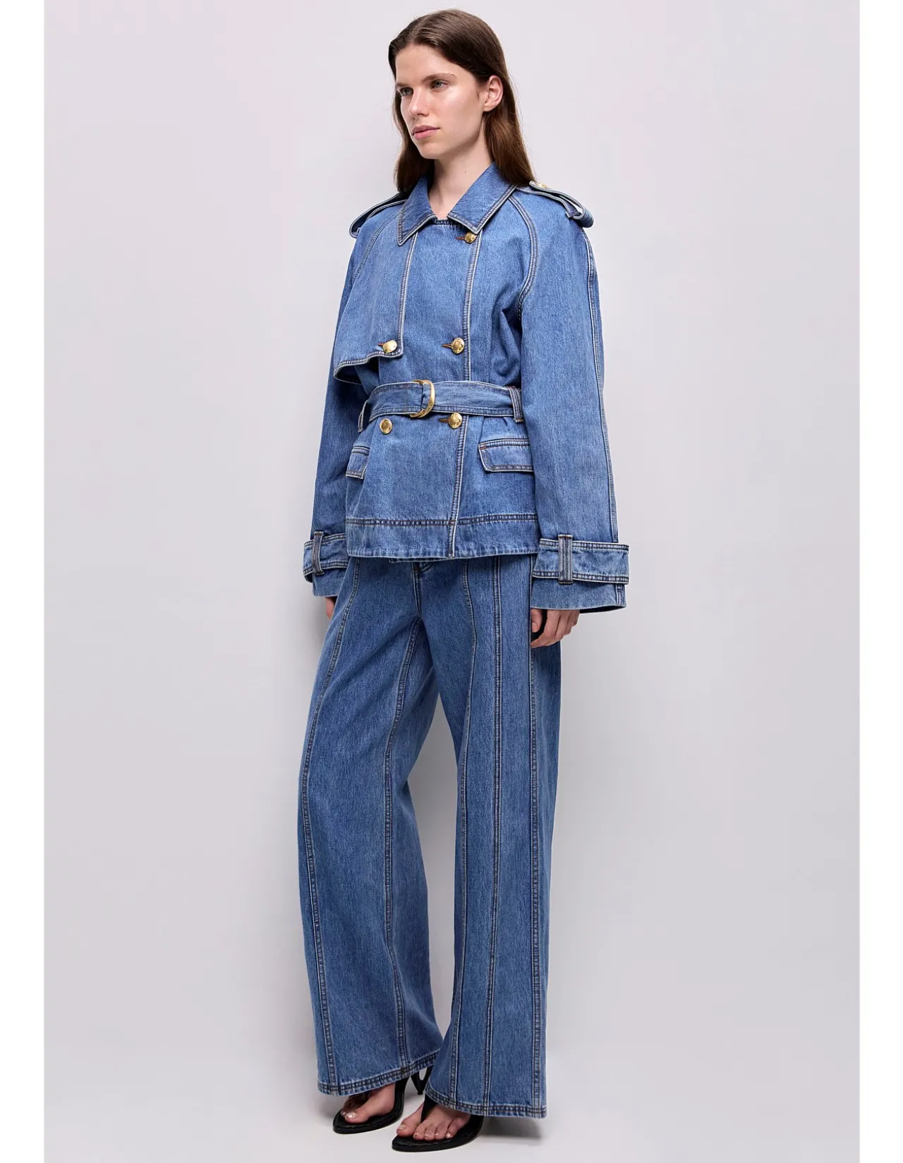 Voyage Cropped Denim Trench
