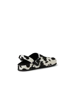 Vumina Cow Print Buckled Clog Flats