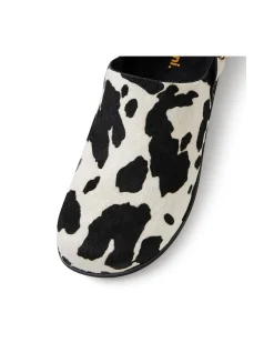 Vumina Cow Print Buckled Clog Flats