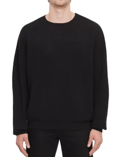 Waffle Long Sleeve Crewneck Sweater