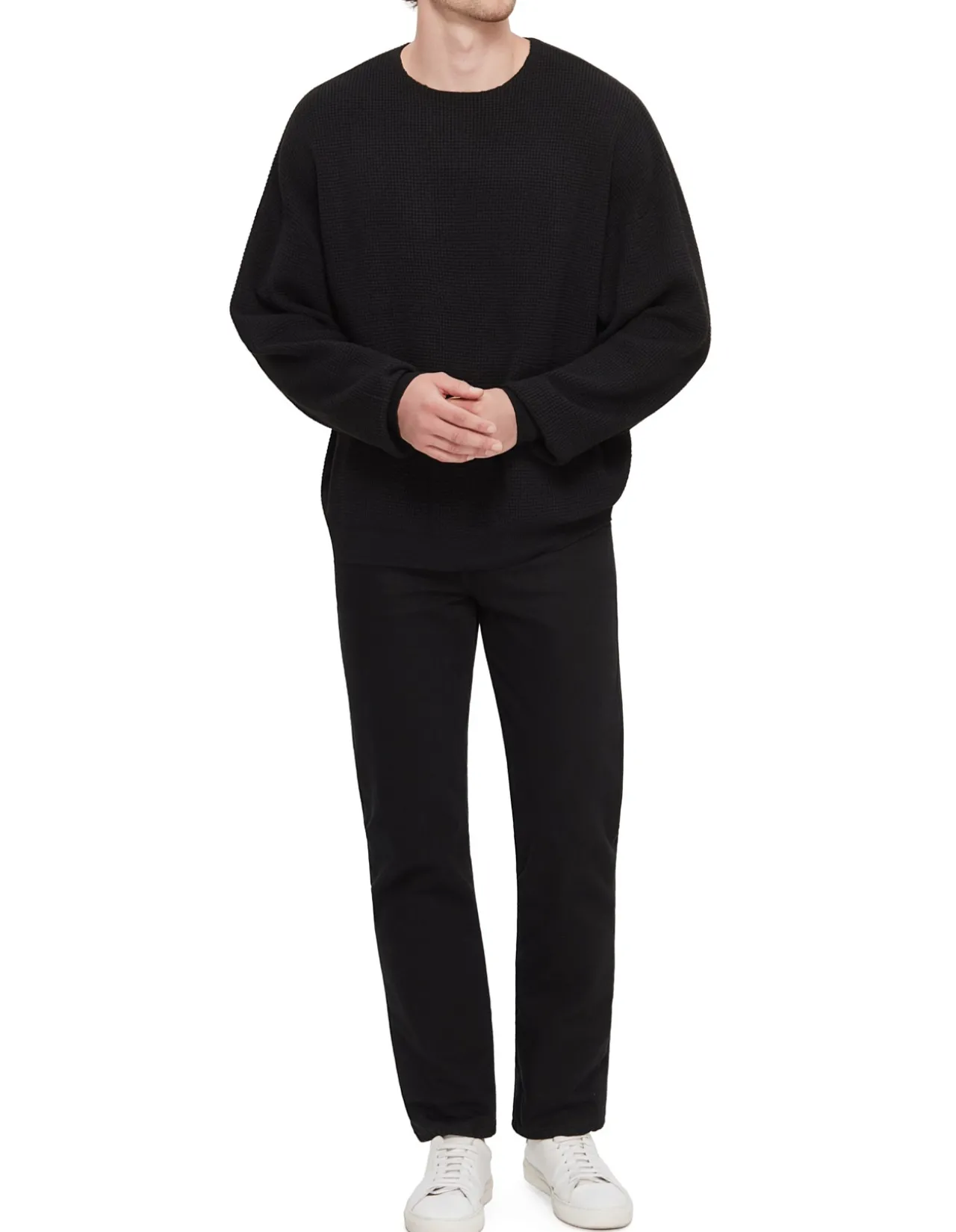 Waffle Long Sleeve Crewneck Sweater