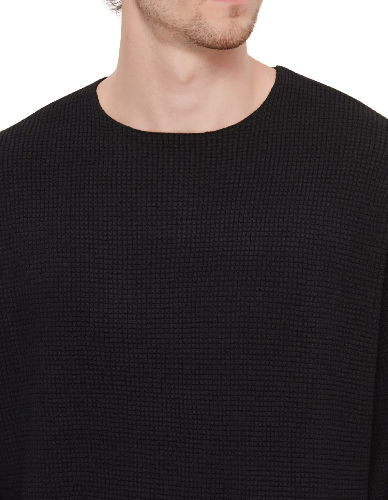 Waffle Long Sleeve Crewneck Sweater