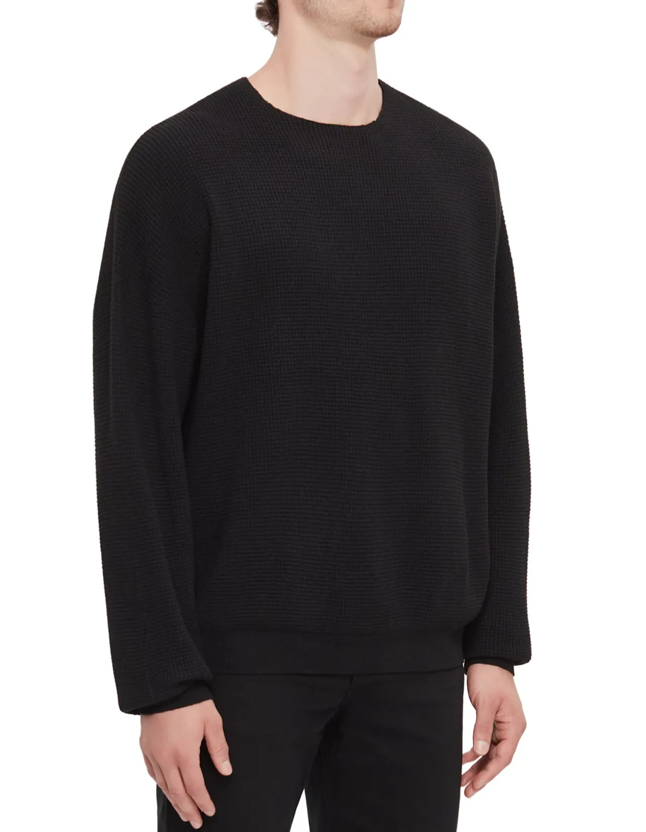 Waffle Long Sleeve Crewneck Sweater