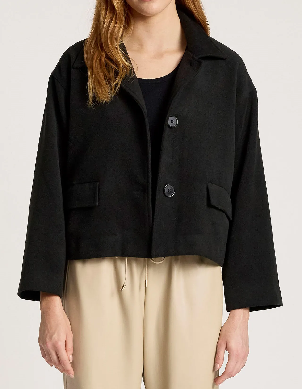 Wanderer Wool Look Cropped Button Jacket