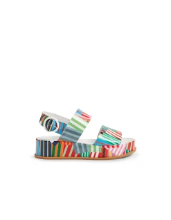Wassar Striped Platform Leather Sandals