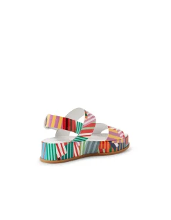 Wassar Striped Platform Leather Sandals