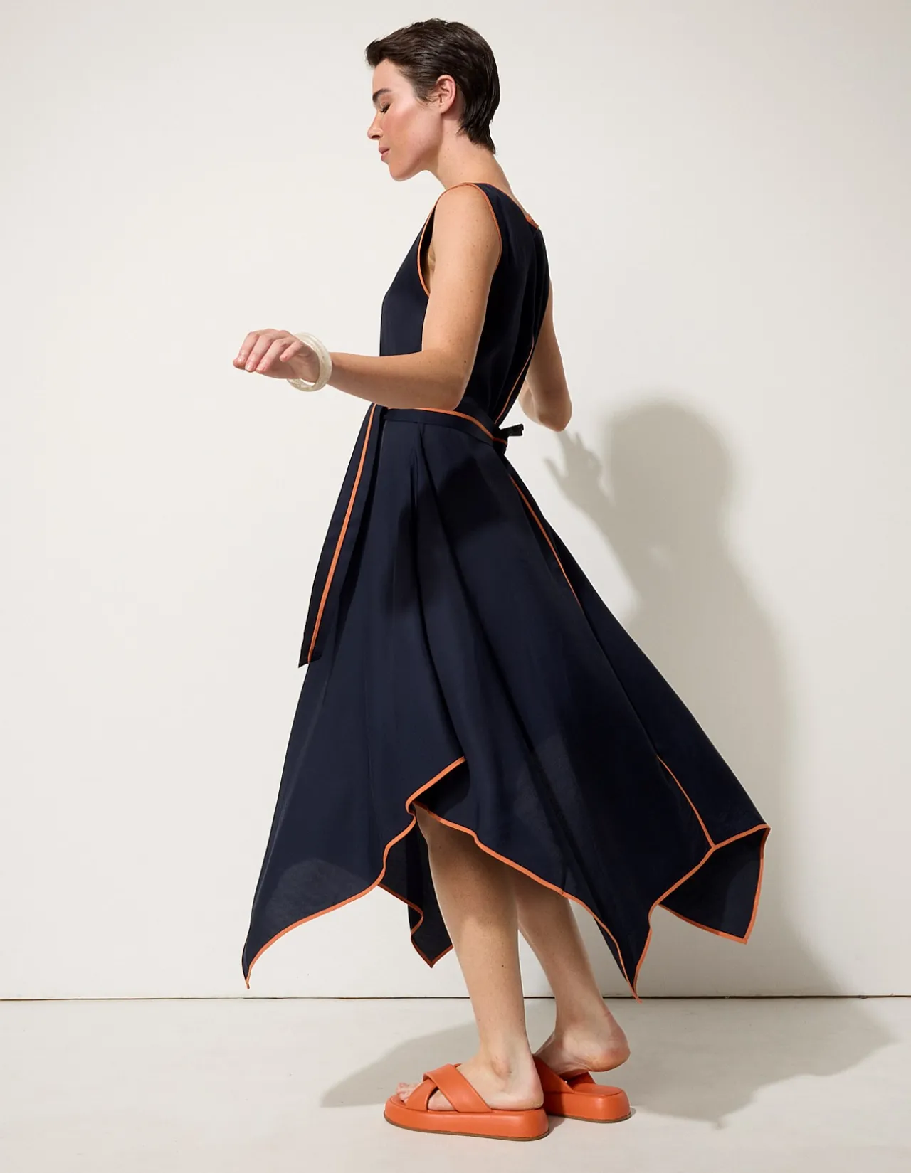 WATERFALL TRIM DRESS