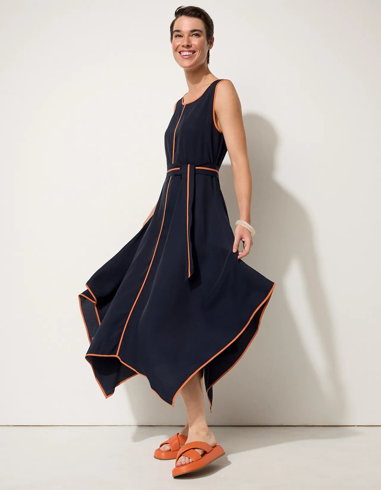 WATERFALL TRIM DRESS