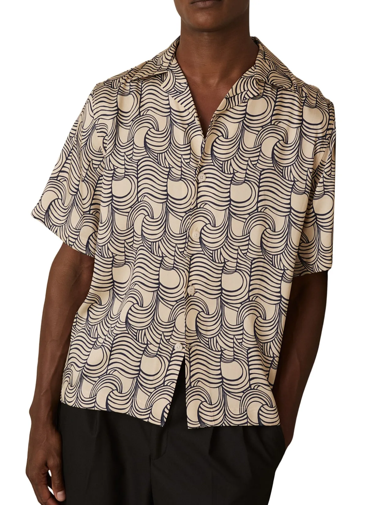 WAVE PRINTED CUBAN SHIRT