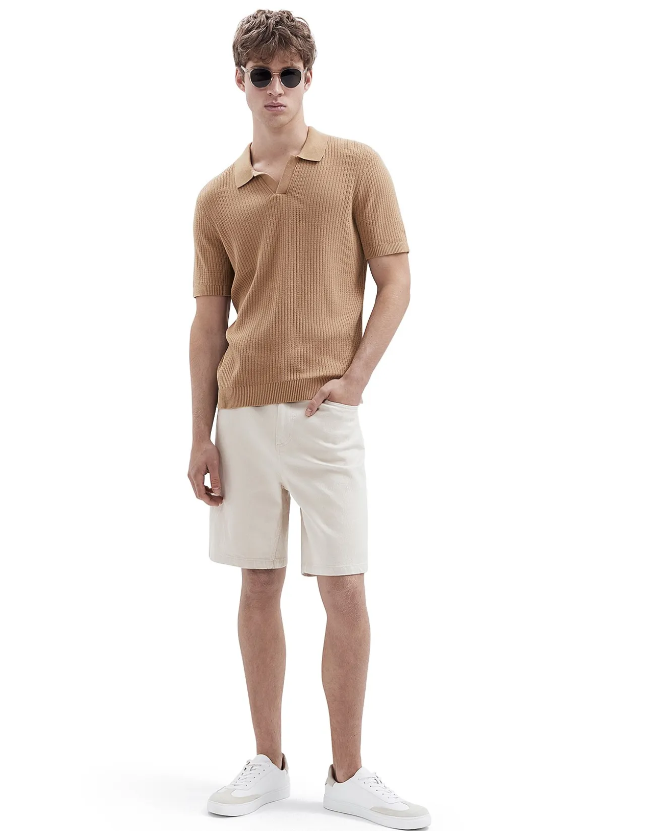 WAVY STITCH KNIT POLO