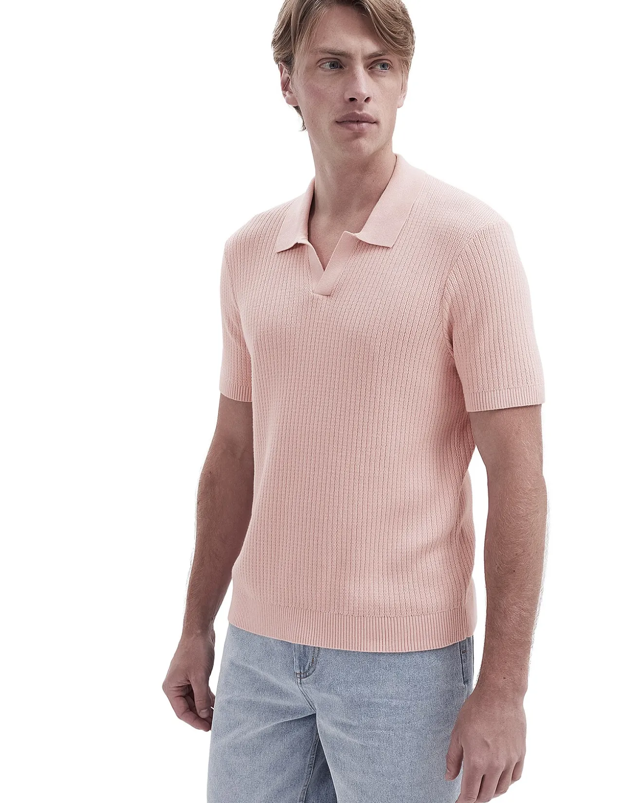 WAVY STITCH KNIT POLO