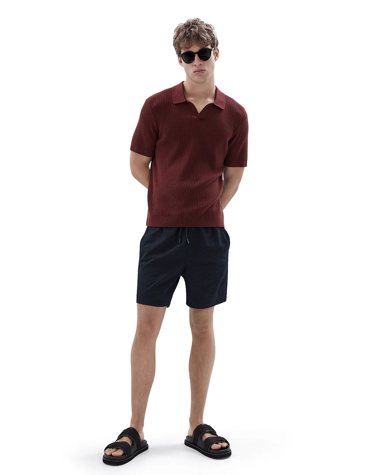 WAVY STITCH KNIT POLO