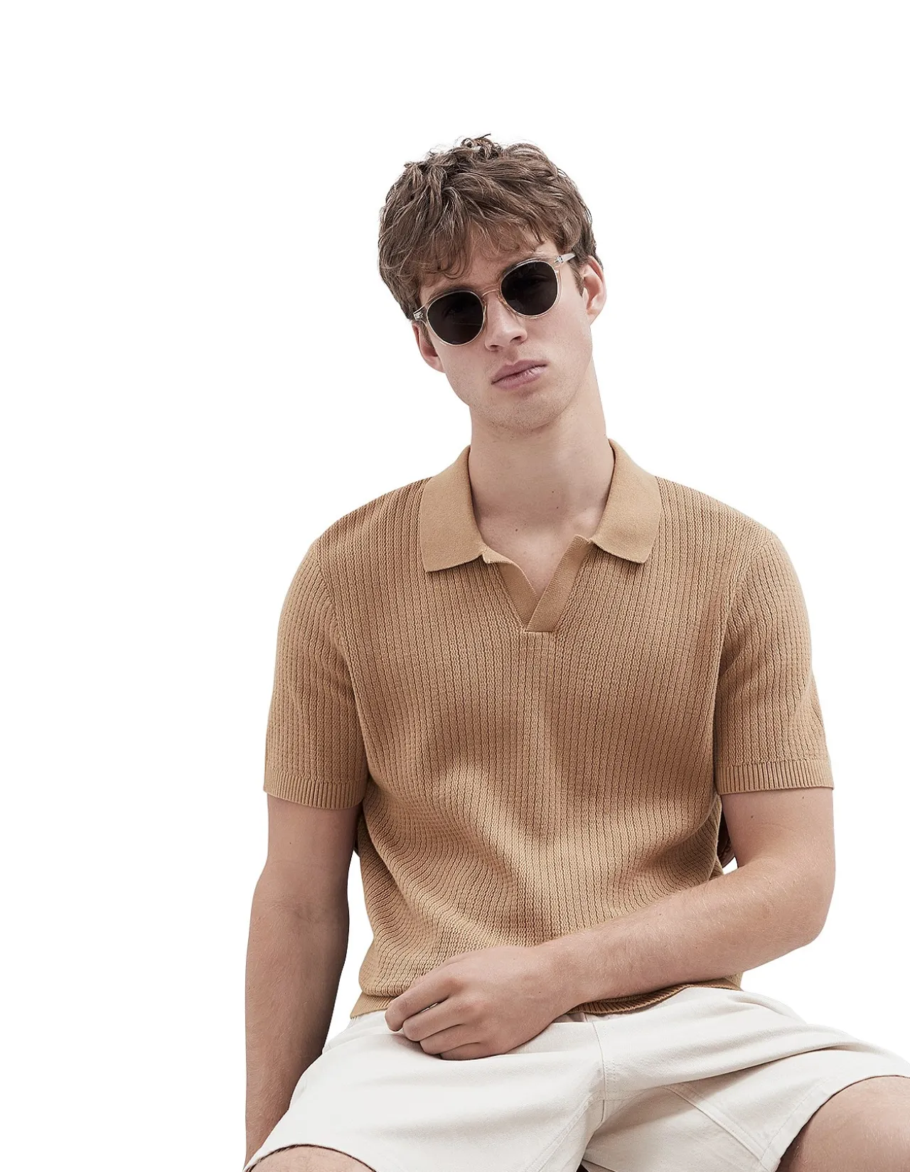 WAVY STITCH KNIT POLO