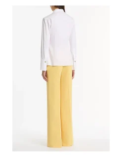 WHITE COTTON FRILL FRONT SHIRT