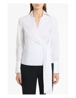 WHITE COTTON WRAP TOP