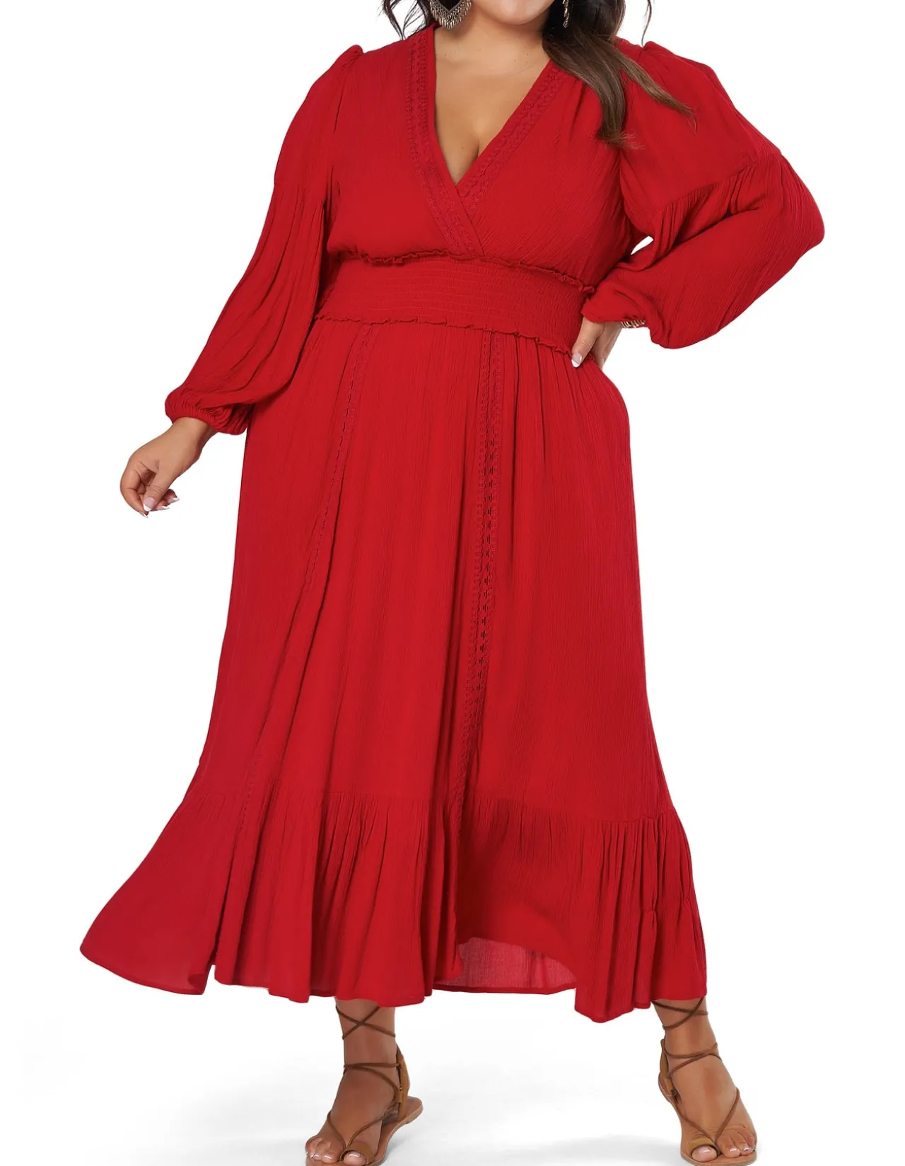 Wild Harmony Maxi Dress with Lace Inserts