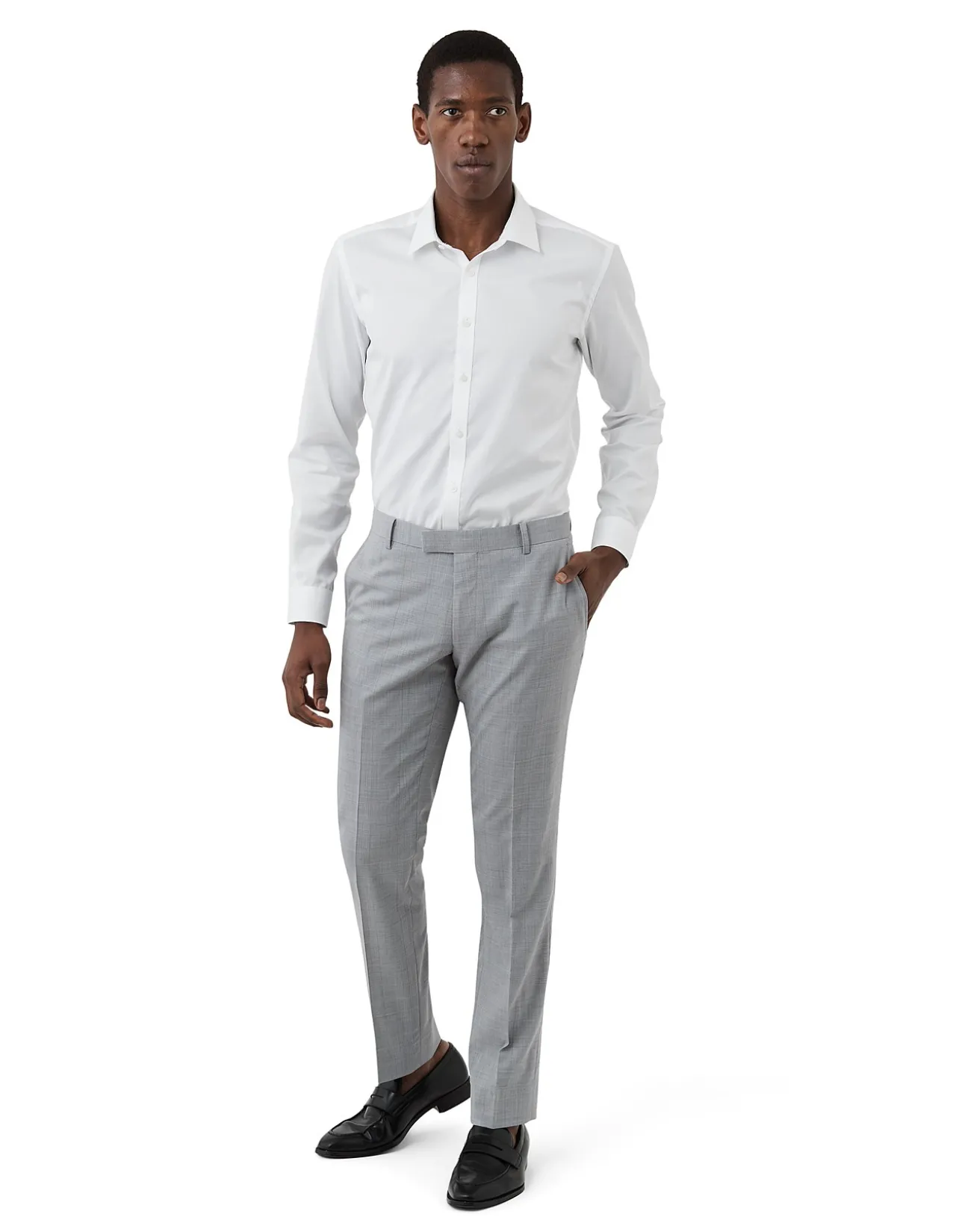 WINDOW CHECK FLAT-FRONT SUIT TROUSER
